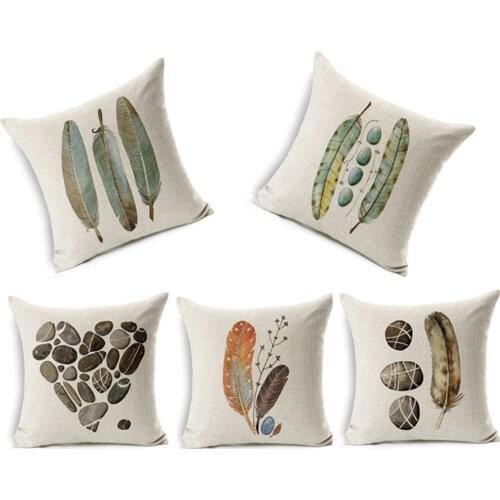 Vintage European Emerald Green Feather Stone Cushion Cover Throw Pillow Case Home Decoration Car Sofa Seat Pillow Cover