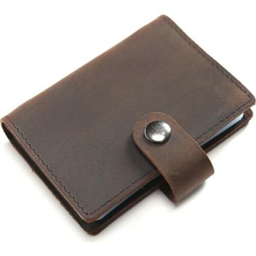 Retro Business Card Holder Men Genuine Leather Wallet for Credit Cards 20 Card Slots Cardholder Cow Leather Cards Organizer