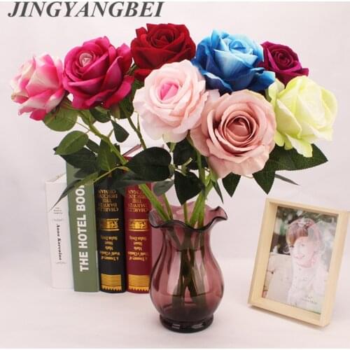 Foreign trade excellent product artificial flower simulation flannel roses wedding bouquets living room table wedding photograph