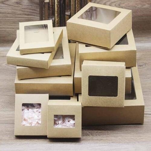 10/20pcs Kraft Paper Box Wedding Favors Cookies Candy Box Christmas Gift Packaging Box Birthday Party Xmas Wedding Decoration