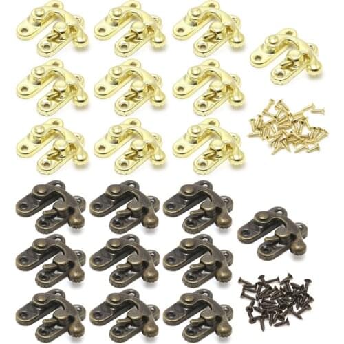 10x Antique Metal Catch Curved Buckle Horn Lock Clasp Hook Gift Jewelry Box Padlock Dropship New