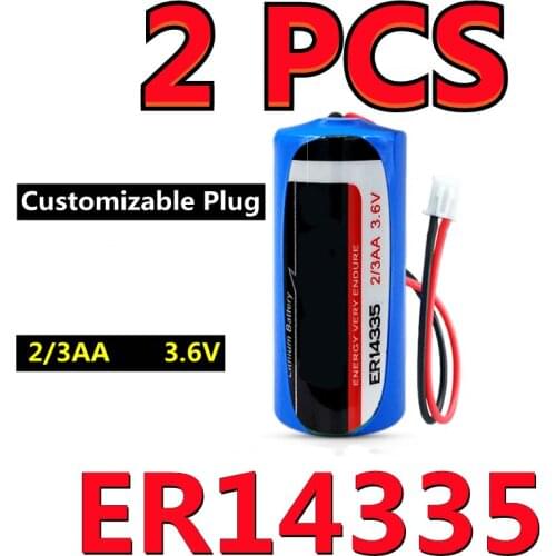 2PCS Original NEW For EVE ER14335 Smoke Alarm Detector 2/3AA 3.6V Lithium PLC Battery With Connector (Customizable Plug)