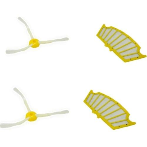 3 Armed Side Brush+Yellow Filter for iRobot Roomba 500 Series Replenishment Kit for Red and Green Cleaning Heads