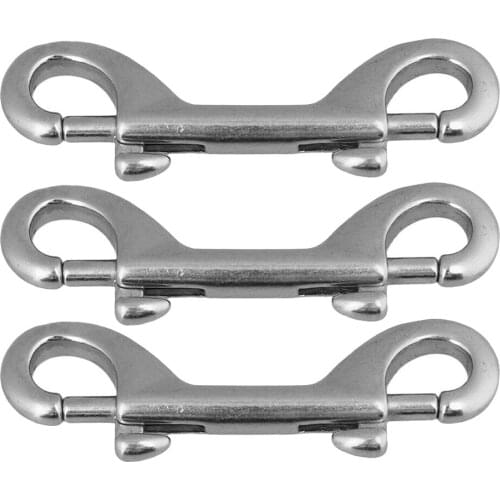 316 Stainless Steel 100mm Double End Bolt Snap Hook Marine Grade Double Ended Snaps Diving Clips Key Ring & Pet Chains Set of 3
