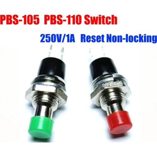 50pcs/lot PBS-105 PBS-110 Push Button Switches Tact Switches 250V/1A Round Button Reset Non-locking Switch