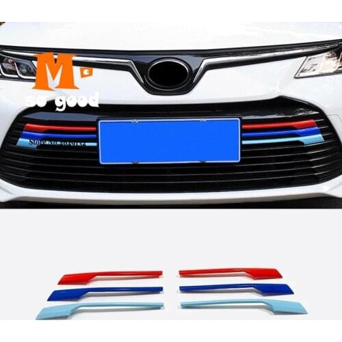 6pcs For Toyota Corolla Sedan ABS Chrome Car Front Head Bumper Grille Fence Decoration Styling strip Cover Trim 2019 2020 2021