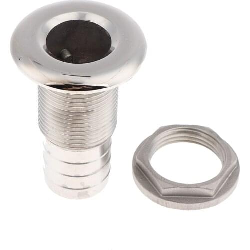 8x Boat Thru Hull Fitting/Drain 1-1/4 inch 1 inch Hose Barb, Marine Grade 316 Stainless Steel