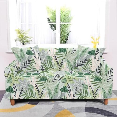 Nordic Plants Printed Sofa Cover 1/2/3/4 Seater Slipcovers For Living Room All-Cover Dust-proof Washable Couch Covers