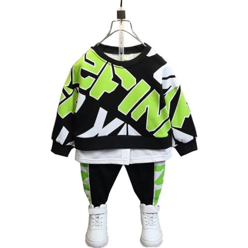 Children Spring Autumn Gentlemanly Clothes Baby Girls Boys Letter T-shirt Pants 2pcs/sets Tracksuits Kids Casual Sport Suits