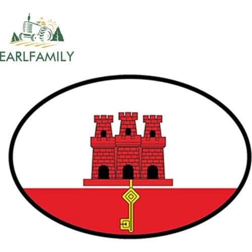 EARLFAMILY 13cm x 8.8cm GIBRALTAR Flag Oval CAR STICKER Bumper Decal Helmet Laptop Waterproof Car Accessories