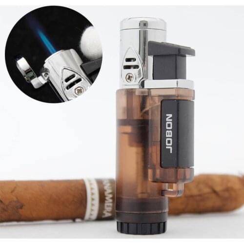 Original jobon butane gas refilling lighter blue jet flame metal transparent fuel cigar lighter kitchen outdoor tool