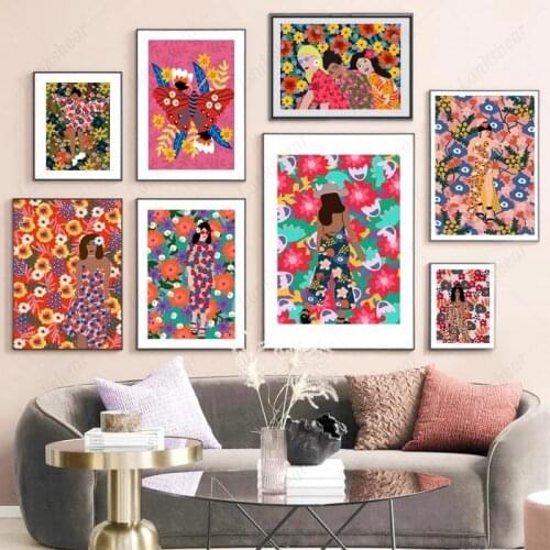 Colorful Abstract Girl Figure Canvas Painting Home Decor Wall Art Nordic Modular Hd Posters and Prints Pictures Room Decoration
