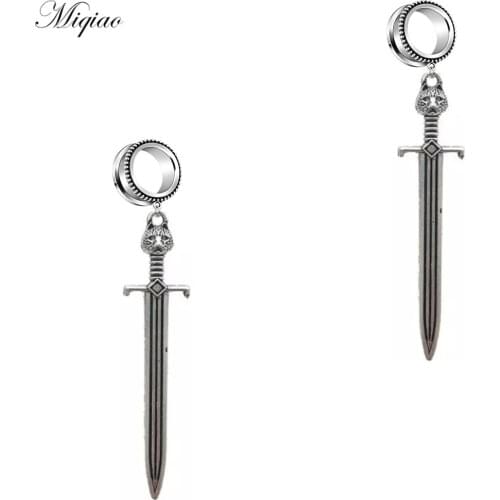 Miqiao 2pcs Hot New Stainless Steel Owl Sword Polka Dot Pulley Ear Expander Body Piercing Jewelry