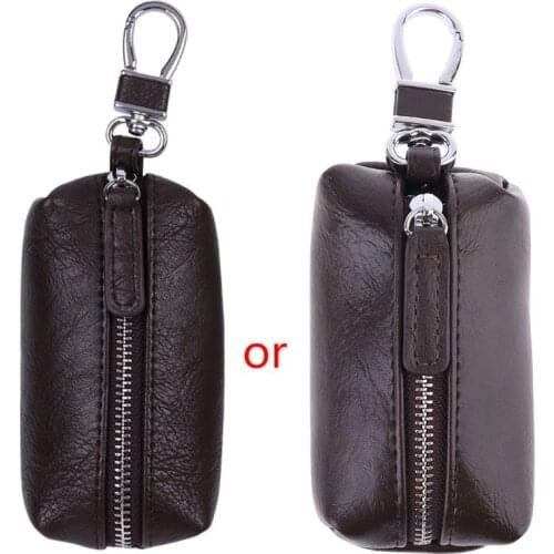Men Women Synthetic Leather Car Key Ring Holder Case KeyChain Purse Bag Coin