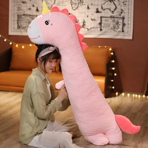 75/100/135CM Cartoon Dinosaur Husky Soft Plush Long Pillows Animal Plush Toy Stuffed Doll Bed Sleeping Cushion Gift for Girls