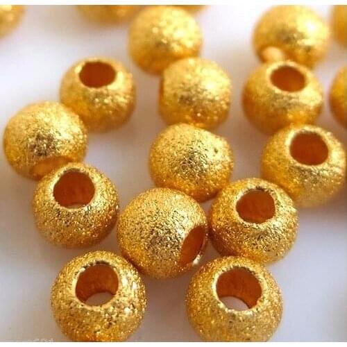 New BEST Pure 999 24K Yellow Gold / Lucky Frosted Bead Pendant /10pcs Beads 1.0g