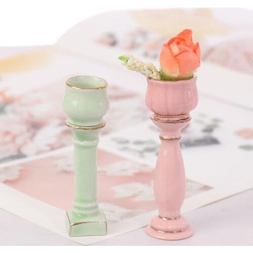 New Arrival 1:12 Dollhouse Miniature DIY Garden Rome ceramics Flower Pot Exterior Decoration Dolls Accessories