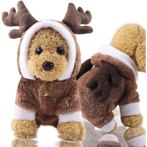 Autumn Winter Warm Thicken Pet Cat Dog Clothes Elk Print Hoodies Coat Clothing For Dog Cat Pet Christmas Jacket Coat Costume