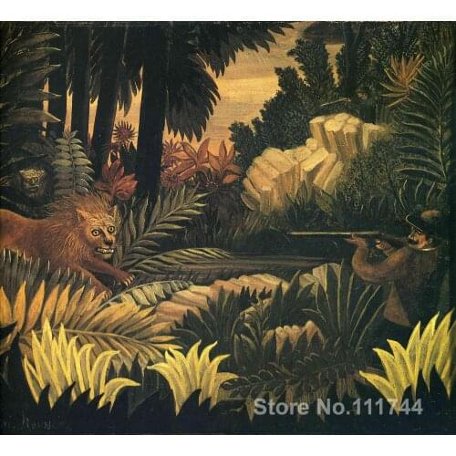 Landscapes painting The Lion Hunter Henri Rousseau art on canvas Hand painted High quality