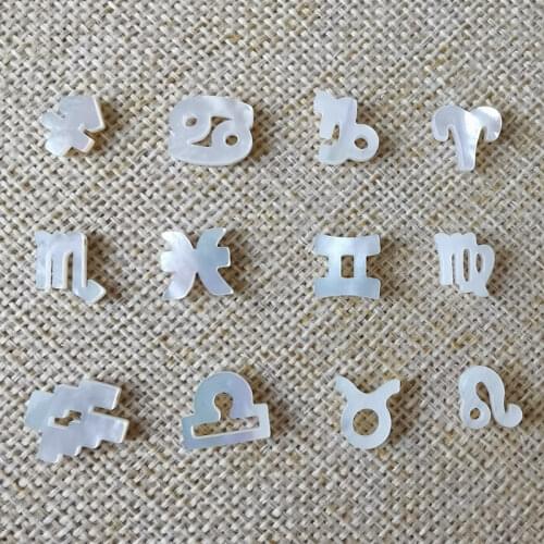 1pc Natural Shell Mother of Pearl charms DIY Pendant 12 Constellation Beads Necklace Earring Bracelet Making jewelry Accessories