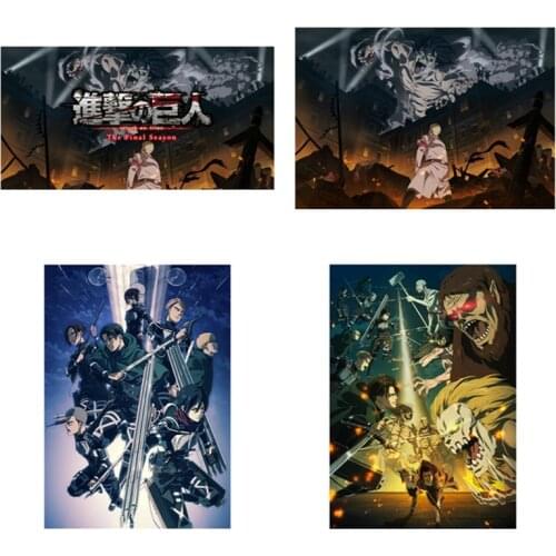 Attack on Titan Posters Japanese Anime Coated Paper Prints Clear Image Room Bar Home Art Painting Wall Sticker
