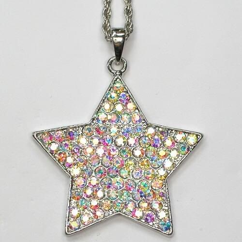 Clear AB Rhinestone Star Fashion Pendant Necklaces Chain Jewelry F390 F