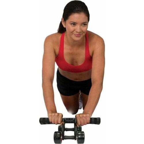 Abdominal Exercise Roller + Knee Pad Mat Ladies Casual Workout Fitness Four Wheel Gym Tool Abdominal Rollers