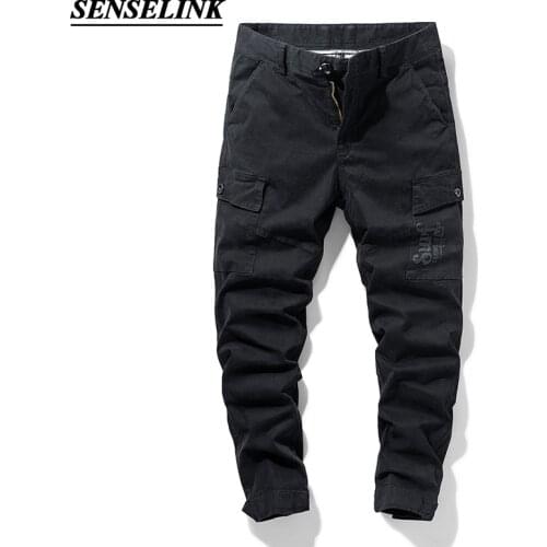Spring summer Cargo Pants 2020 Canvas Casual Male Trousers Letter Button Fashion Casual Streetwear Men Pants