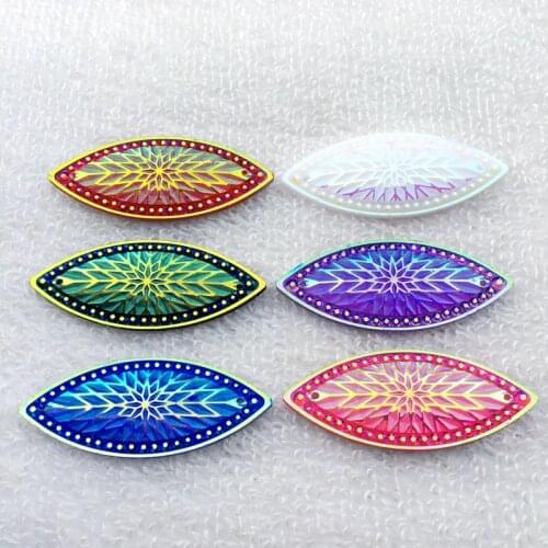 Mix 48PCS 19*49mm AB resin horses Rhinestone Flatback Wedding decoration scrapbook Crafts button 2 hole Random delivery-A94A