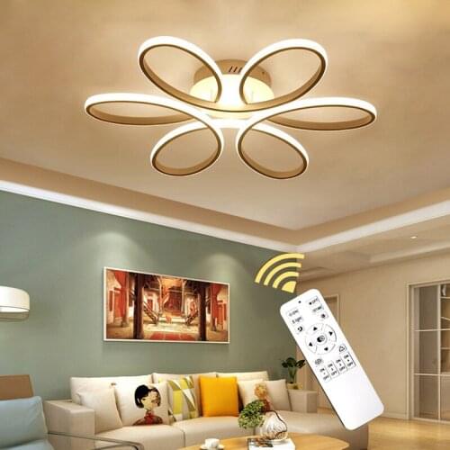 Modern simple LED chandelier lighting for living room bedroom white flower ceiling chandeliers light study room decoration