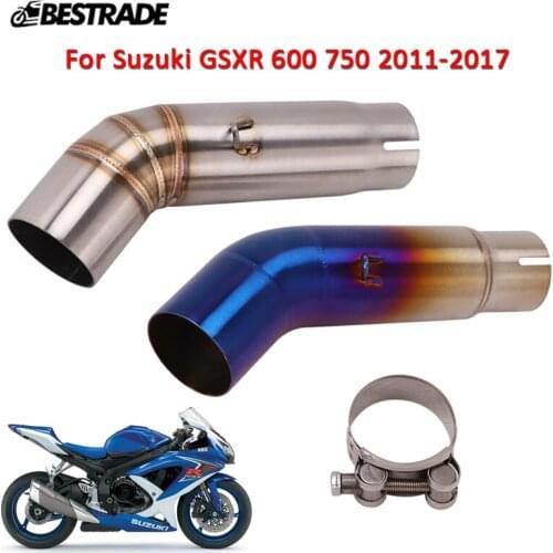 Motorcycle Exhaust Middle Link Pipe Connect Tube Slip On 51mm For Suzuki GSXR600 GSXR750 2011-2017 Stainless Steel keep Catalyst