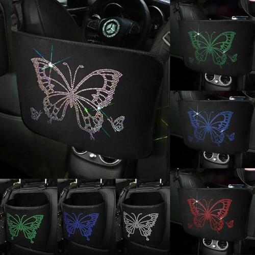 Rhinestone Bling Auto Car Hanging Organizer Seat Back Storage Crystal Container Stowing Tidying Accessories