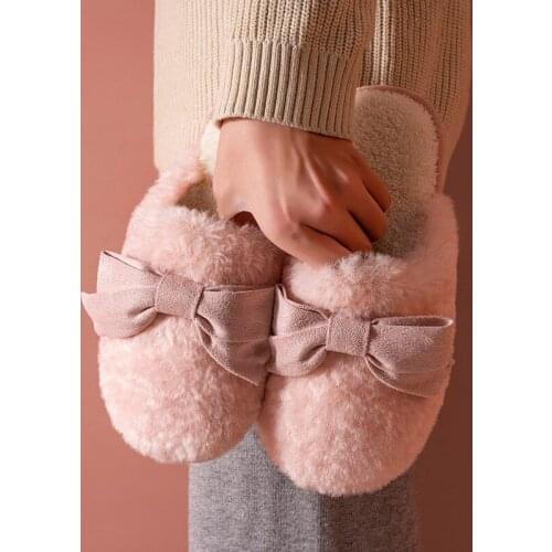 Cotton Slippers Women Home Warm Cute Plush Indoor Family Couple Slippers Bow Man Shoes for Women House Slippers Slippers Women