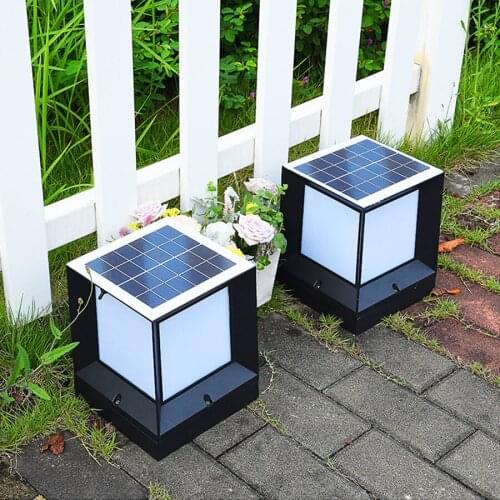 Outdoor Solar Powered Pillar Lamp Outdoor Column Post Caps Lamp Waterproof Villa Fence Patio Pathway Lawn Bollard Light