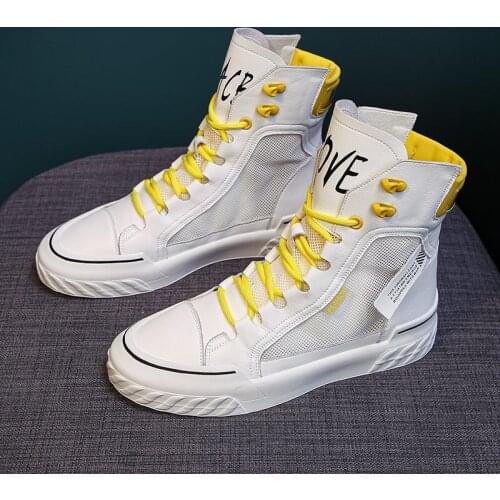 2021 Summer High-top Flat-bottom Womens Shoes Breathable Mesh Old Canvas Lace-up Vulcanized Shoes Sports Casual White Shoes