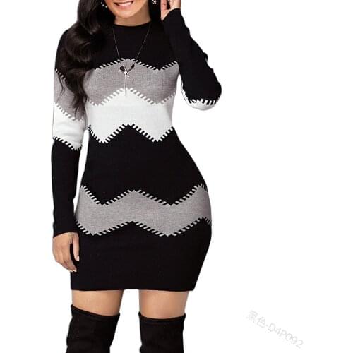 Womens Dress Spring and Autumn Sweater Dress with Elastic Woolen Material Vestido Feminino Ropa Mujer Talla Grande