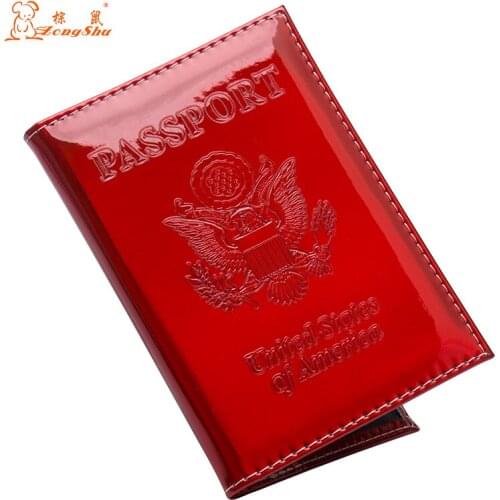 ZONGSHU Usa New Solid Mirror Wholesale Shiny Passport Cover Credit Card Holder Fashion Passport Bag Ticket Clip With Tourism