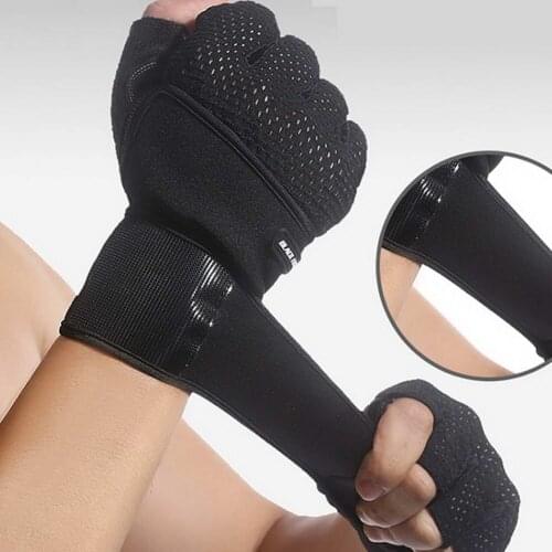 1 Pair Weight Lifting Glove Half Finger Mesh Anti-skid Gym Training Fitness Sports Gloves RW