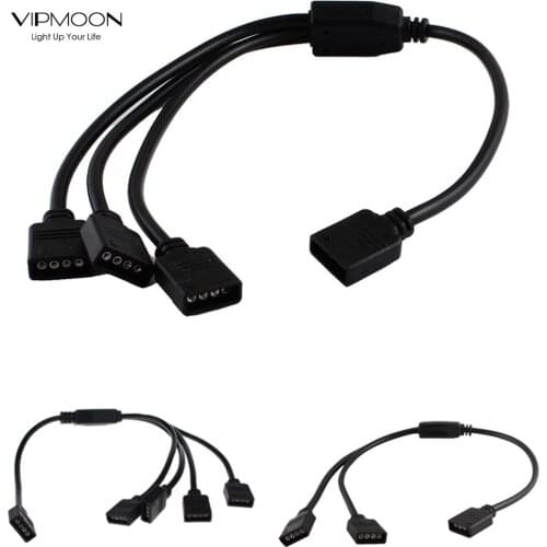 VIPMOON 1pcs 4 Pin RGB Splitter Convert Cable Connector 2/3/4 Way Black Cable Connect Wire Adapter For RGB LED Strip Tape