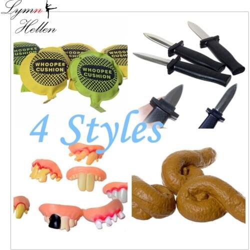 1PCS Joke Tricky Toys Dagger Knife Retractable Denture Rotten Mischief Realistic Shits Whoopee Cushion Fake Tricky Gag Toys