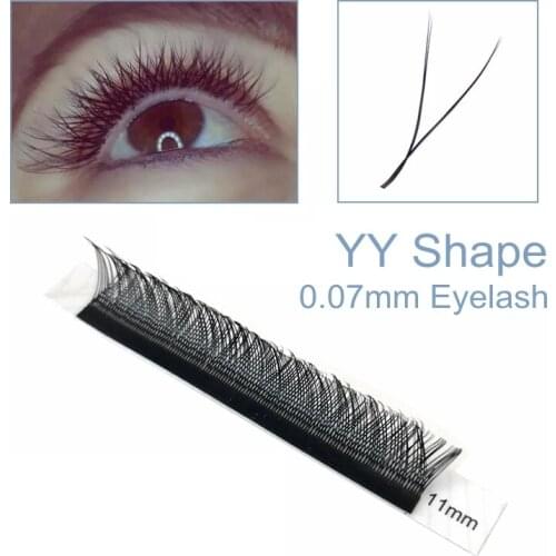10 Trays YY Shape Eyelashes Air Double Tips Soft 0.07mm C/D 3D Volume Individual Eyelash Extensions Custom Private Logo
