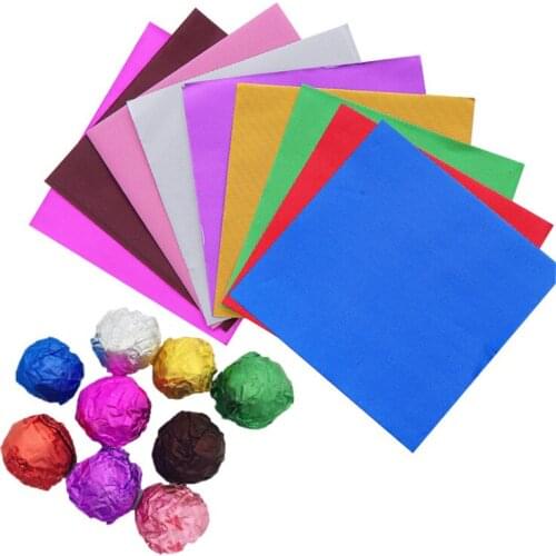 100pcs/set 10cm*10cm Chocolate Tin Foil Aluminum Wrapping Tin Paper Candy DIY Party Gold Embossing Gift Packaging Craft Paper