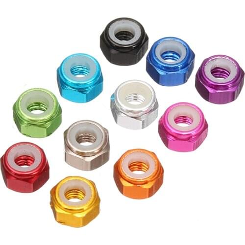 15PCS M2 Self-Locking Nylon Nut Aluminum Alloy for RC Drones FC ESC Stack RC 4X4 Vehicles Cars Racing Replacement DIY Parts