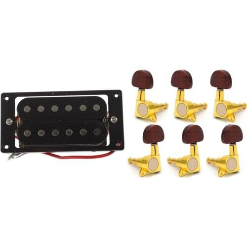 2PCs Humbucker Double Coil Electric Guitar Pickups + Frame Screw with Guitar Locked String Tuning Peg Button(3L+3R)