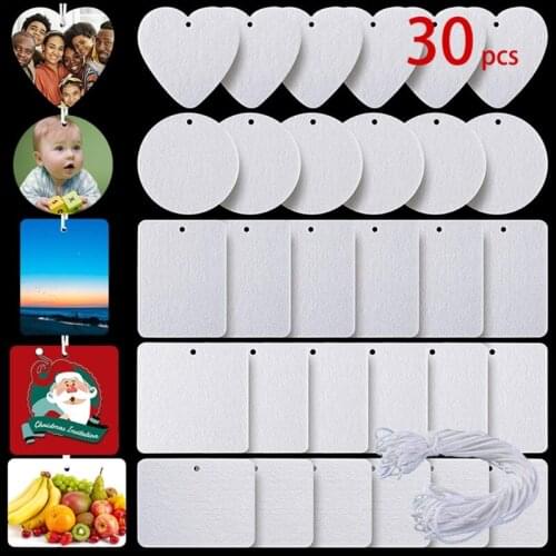30 Pcs Sublimation Blank Air Freshener Sheets with Elastic Cord Felt Thermal Transfer Key Chain Double-Side Key Tags for DIY