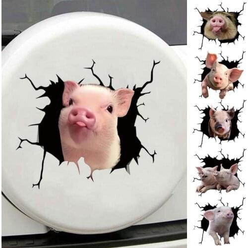40*30cm Car Sticker Cartoon Animal Cute Pet Funny Burst Design Pig Head Portrait Car Interior Decoration Body Glass Sticker