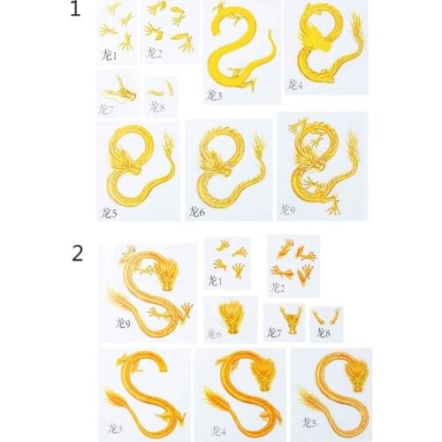 N58F 9Pcs Vivid Chinese Golden Dragon Film Stickers Resin Art Craft Fillings Resin Painting Making Dragon Resin Art Fillers