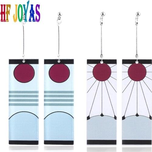 Demon Slayer Acrylic Earrings Drop Kimetsu no Yaiba Blade of Ghost Earings for Women Man Party Gift Cosplay Props Jewelry