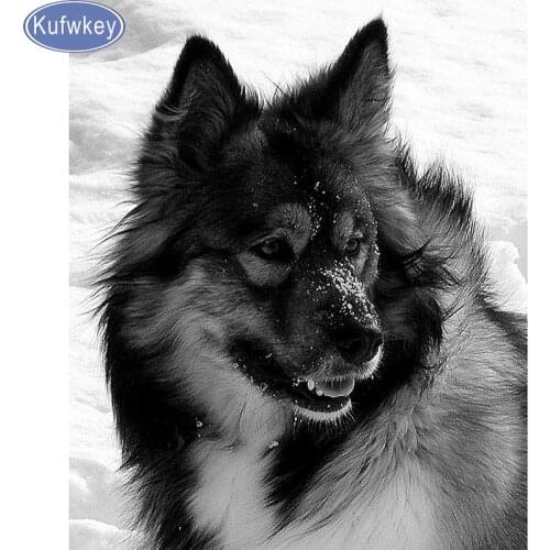 Diamond Painting Needlework DIY Full Diamond "Black Wolf"Animal Embroidery Cube Rhinestones Decoration Mosaic Gift