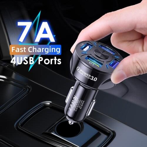 48W Car USB Car Cigarette Charger Adapter 7A 4 Port USB3.0 Quick Charge 2.1A Universal Fast Charging For iphone Samsung Huawei